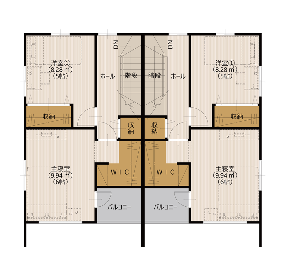 テラスハウス風戸建間取り