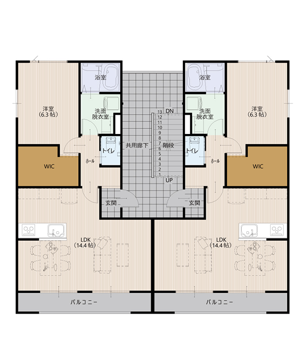 ３階建てアパート間取り
