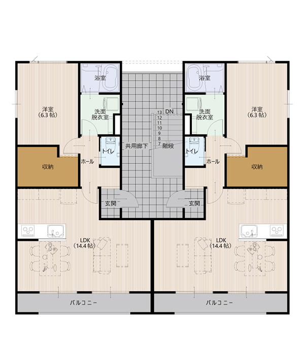 ３階建てアパート間取り